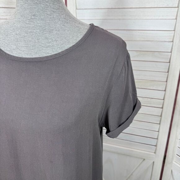H&M Divided Cuff Sleeve Viscose Shirt Shift Dress Taupe Grey Medium - Picture 6 of 12